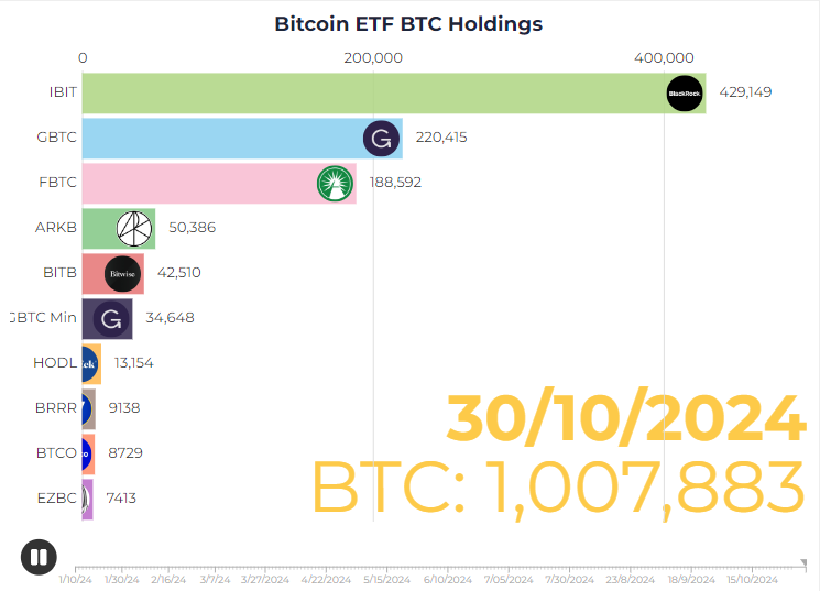 Bitcoin ETF BTC Holdings Chart