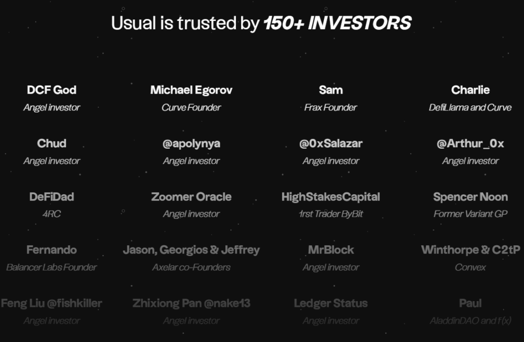 Usual is trusted by 150+ Investors