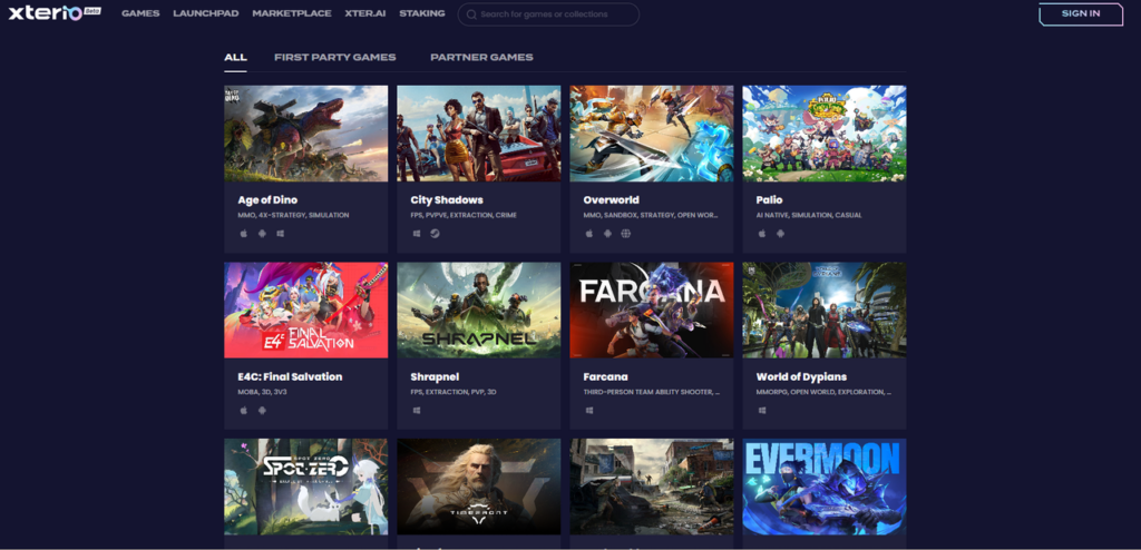 Xterio games ecosystem